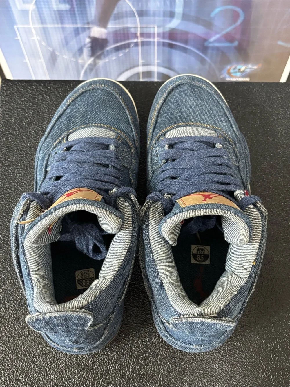 Size 8.5- Jordan 4 Retro Levi's Denim Blue High Top Sneakers AO2571-401 2018
